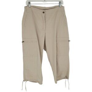 Chicos additions 3 XL tan khaki capris pants zip pockets drawstring hems